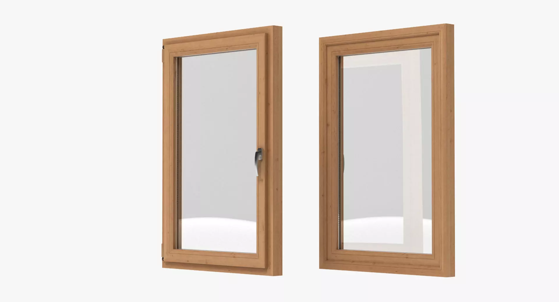 Window 1 pair of wooden windows 3D model_0