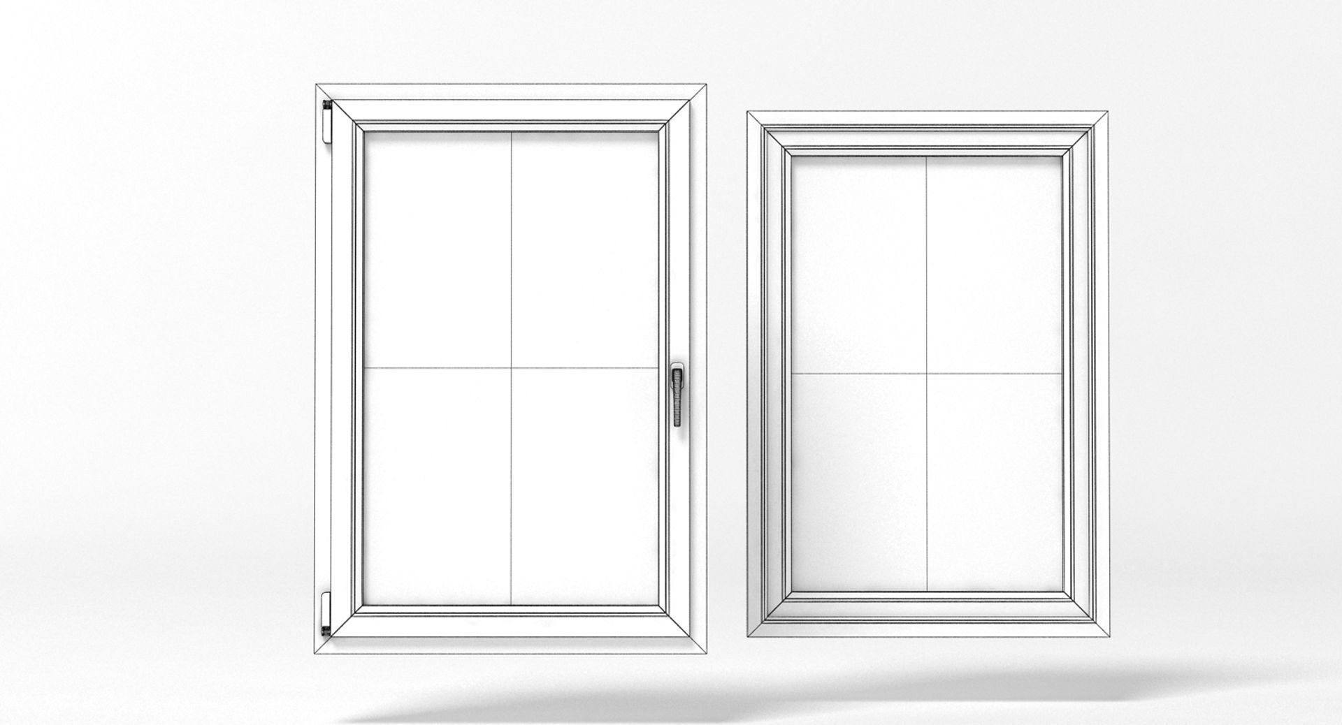 Window 1 pair of wooden windows 3D model_4