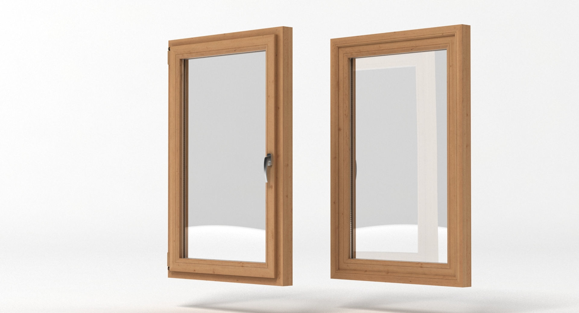 Window 1 pair of wooden windows 3D model_2