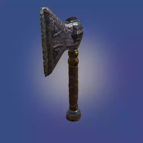 Ax made of iron with gold inlays PBR low-poly game-ready Free low-poly 3D model