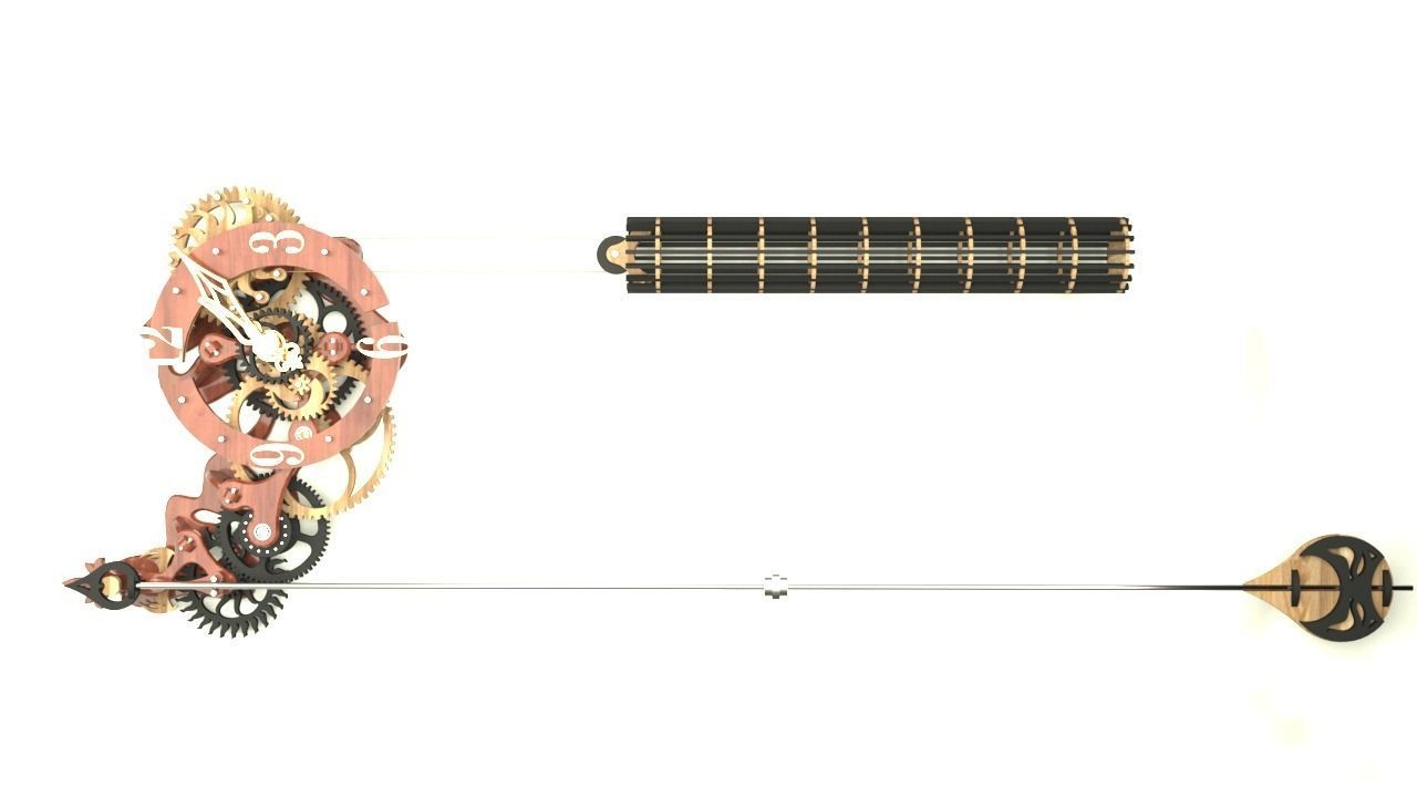 Wooden Clock with Gravity Escapement 3D model_4