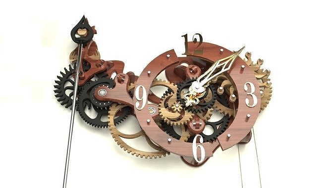 Wooden Clock with Gravity Escapement 3D model