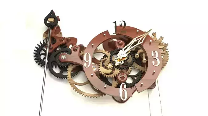 Wooden Clock with Gravity Escapement 3D model