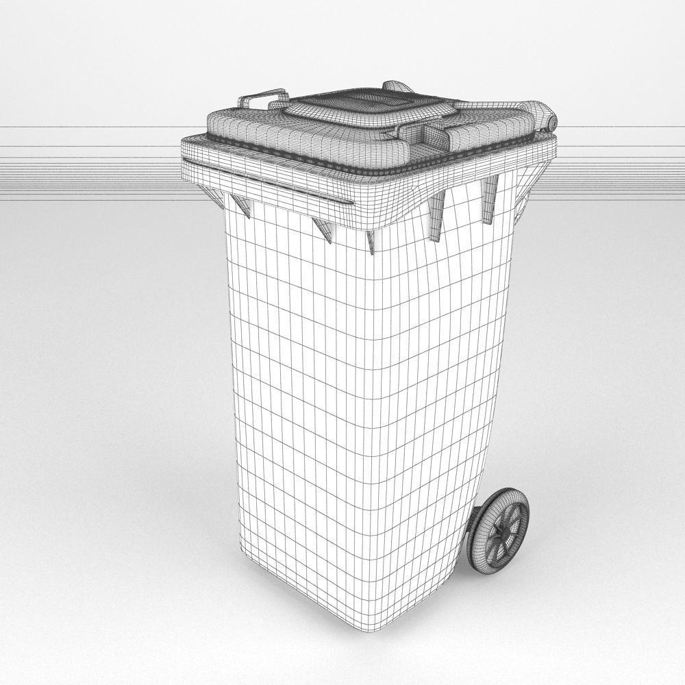 Plastic Wheeled Bin 3D model_4