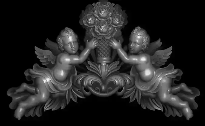 3d model of flowers and leaves