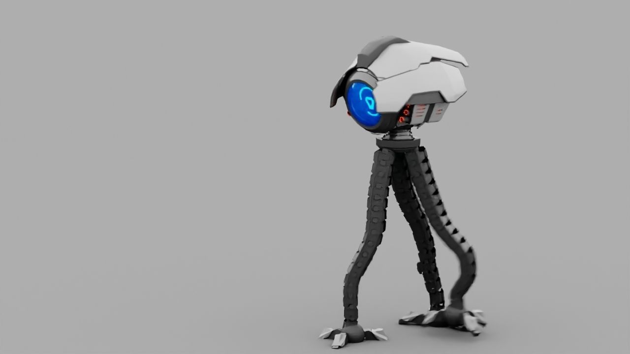 3-leg Robot rigged - animated character 3D model_2