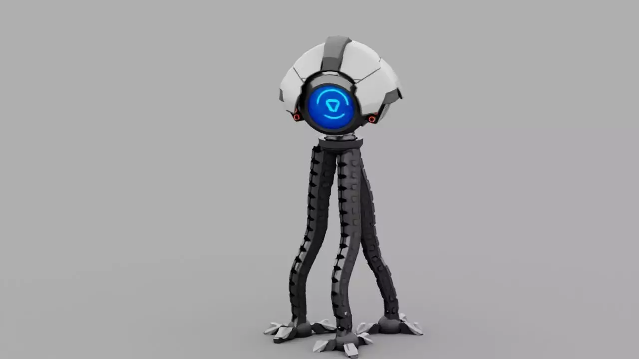 3-leg Robot rigged - animated character 3D model_0