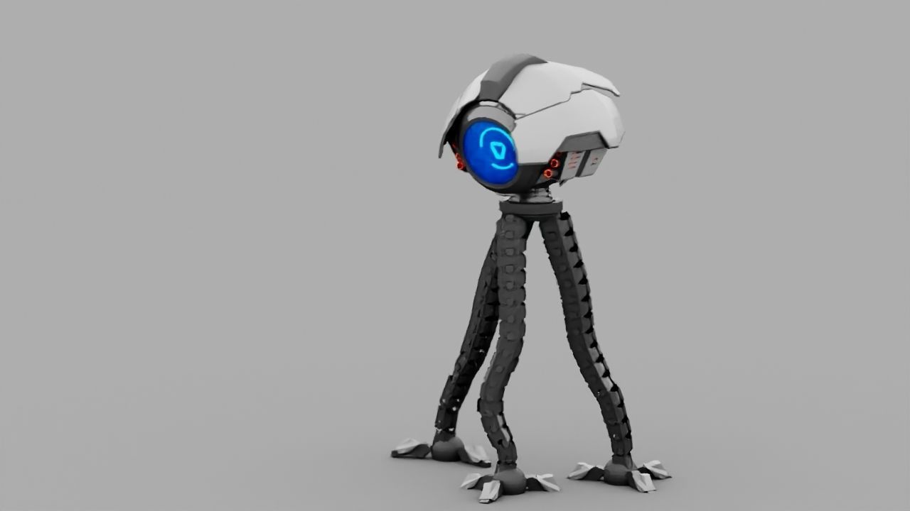 3-leg Robot rigged - animated character 3D model_1