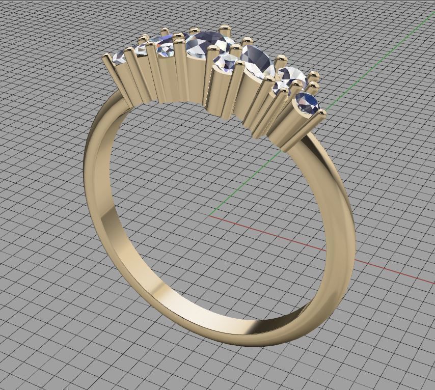 Engagement diamond ring with two marquise 3D print model_9