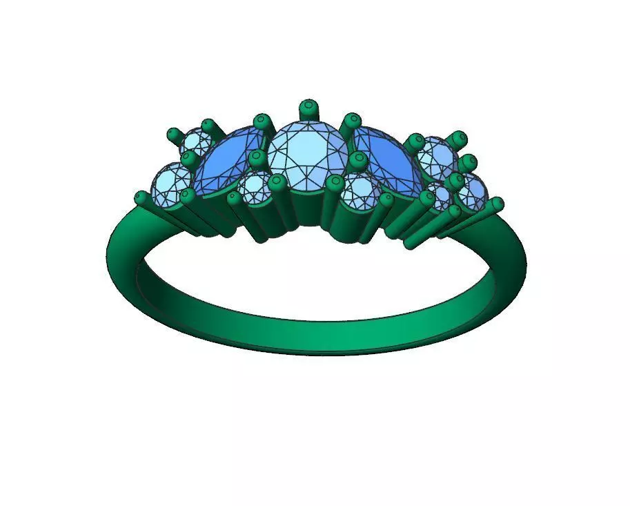 Engagement diamond ring with two marquise 3D print model_0