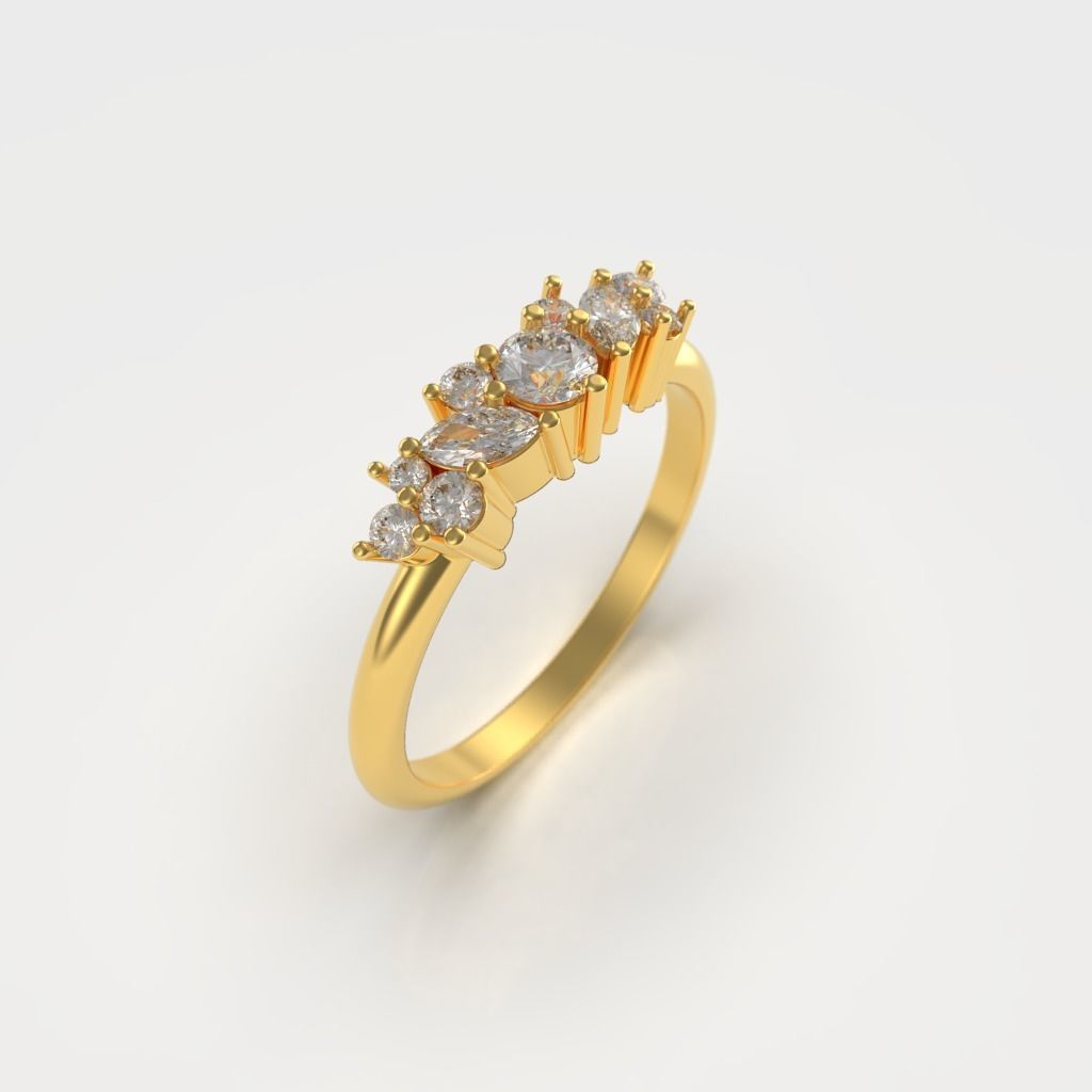 Engagement diamond ring with two marquise 3D print model_15