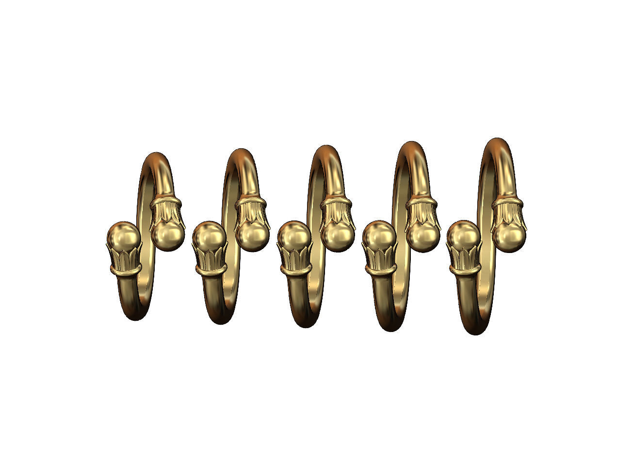 Lotus bead ends bypass band US sizes 5to9 3D print model_1