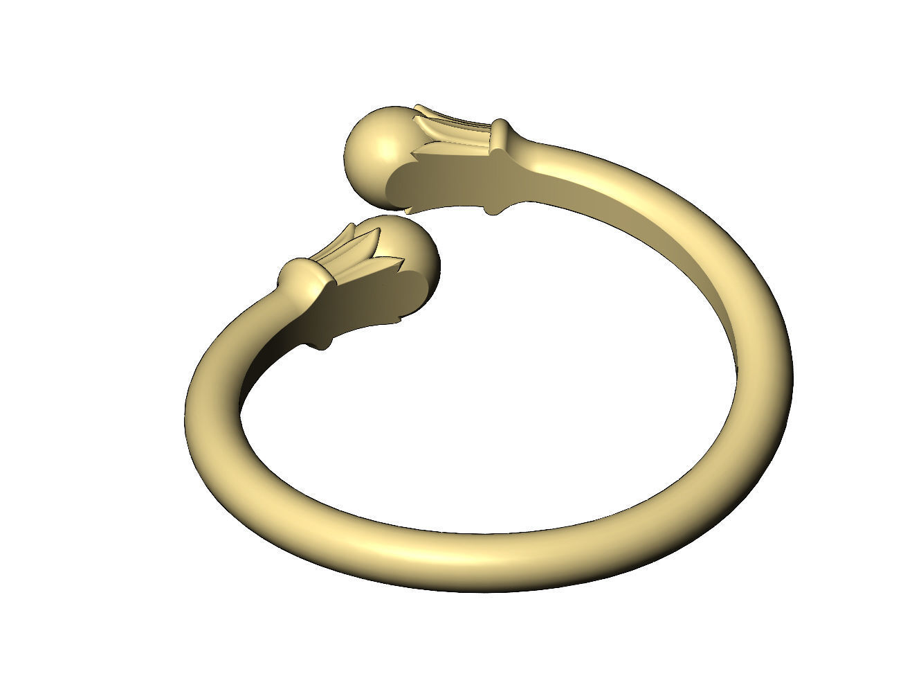 Lotus bead ends bypass band US sizes 5to9 3D print model_8