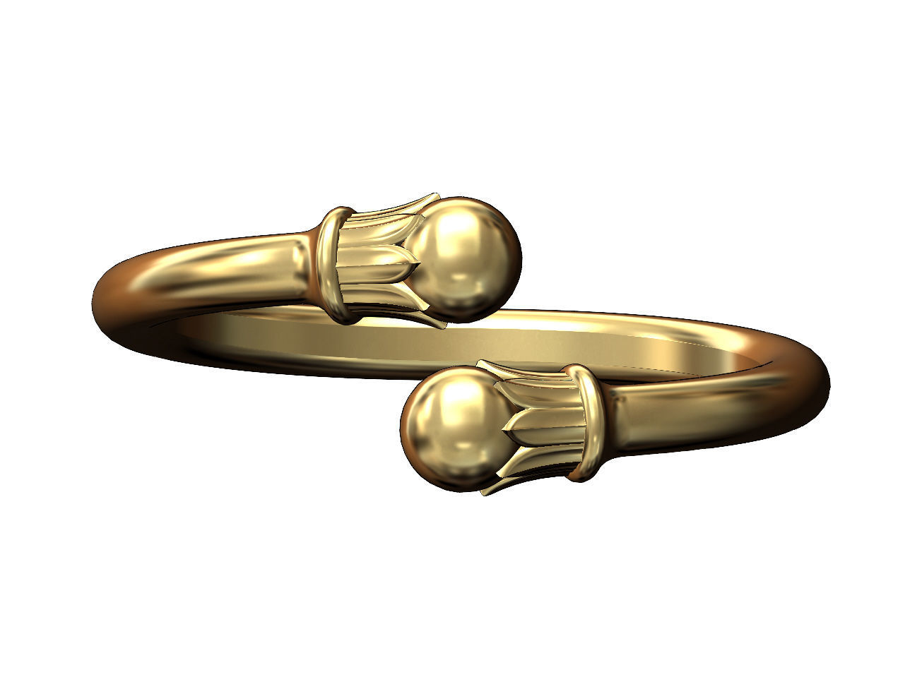 Lotus bead ends bypass band US sizes 5to9 3D print model_4