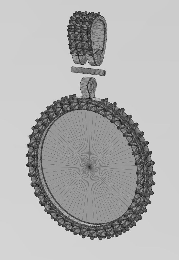 Iced diamond 25mm memory picture pendant 3D print model_14