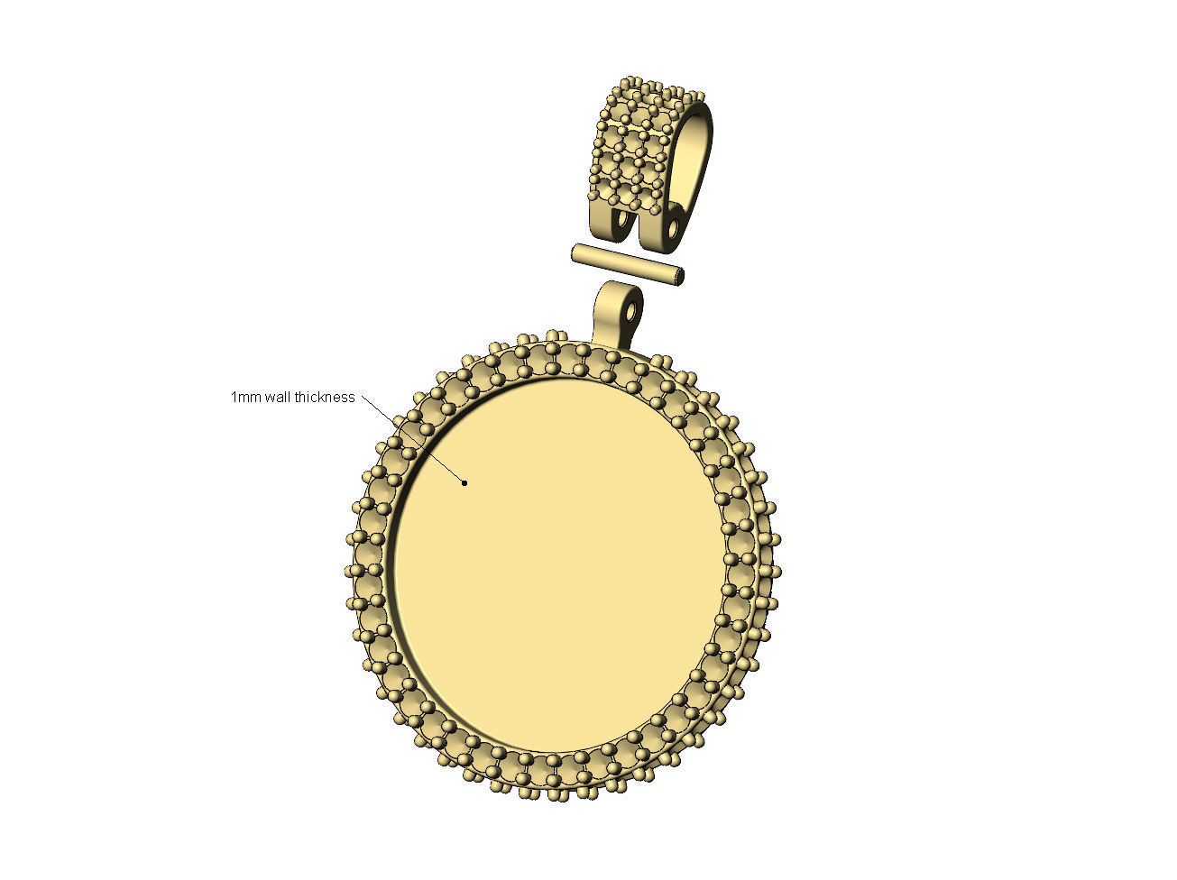 Iced diamond 25mm memory picture pendant 3D print model_12