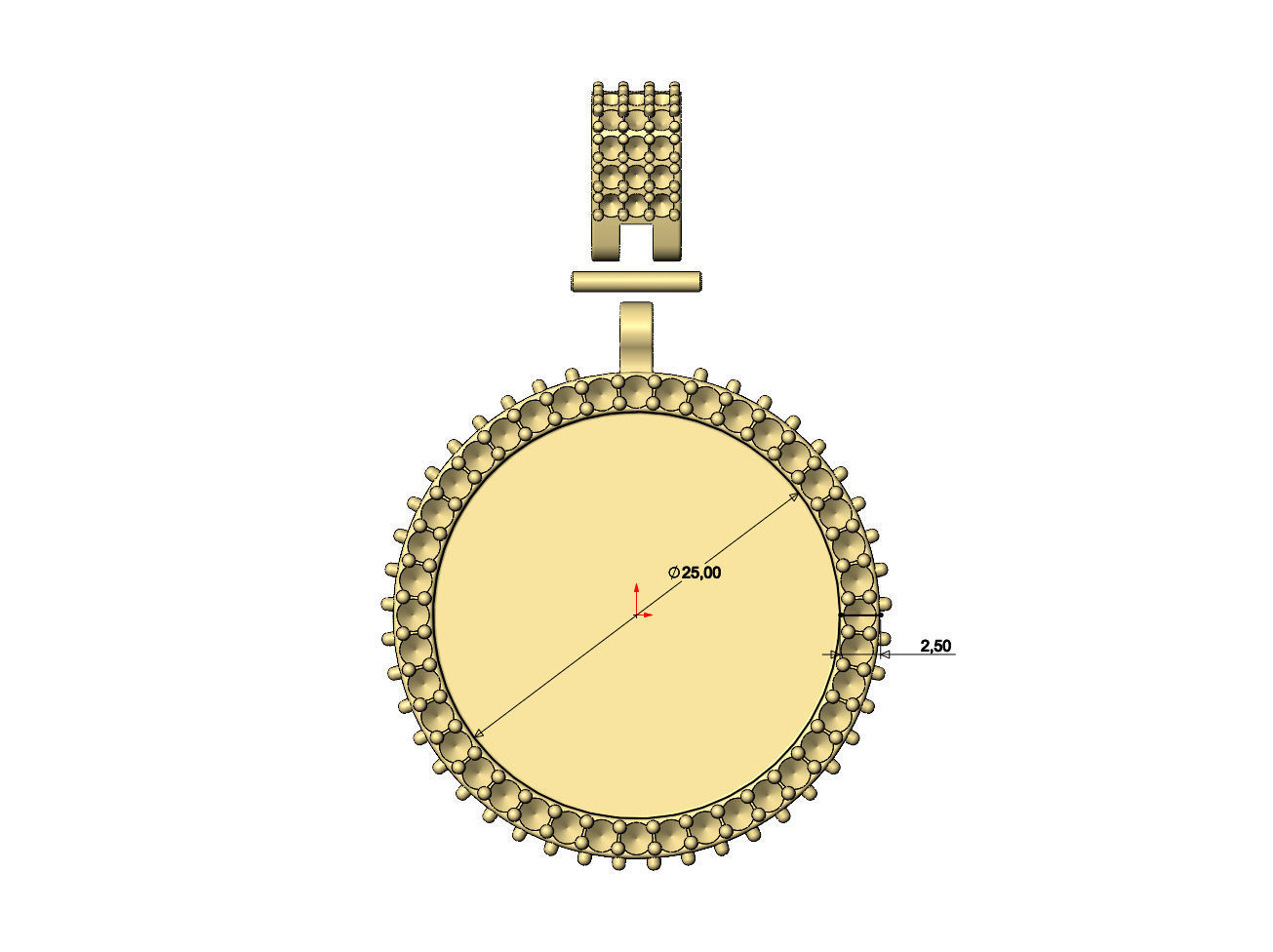 Iced diamond 25mm memory picture pendant 3D print model_9