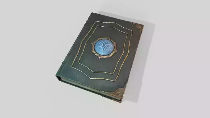 Old magic book - stylized low poly spellbook