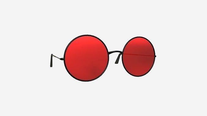 Sunglass Rounded D01 Black Red - Character Design Fashion Low-poly 3D model