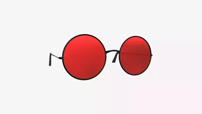 Sunglass Rounded D01 Black Red - Character Design Fashion Low-poly 3D model