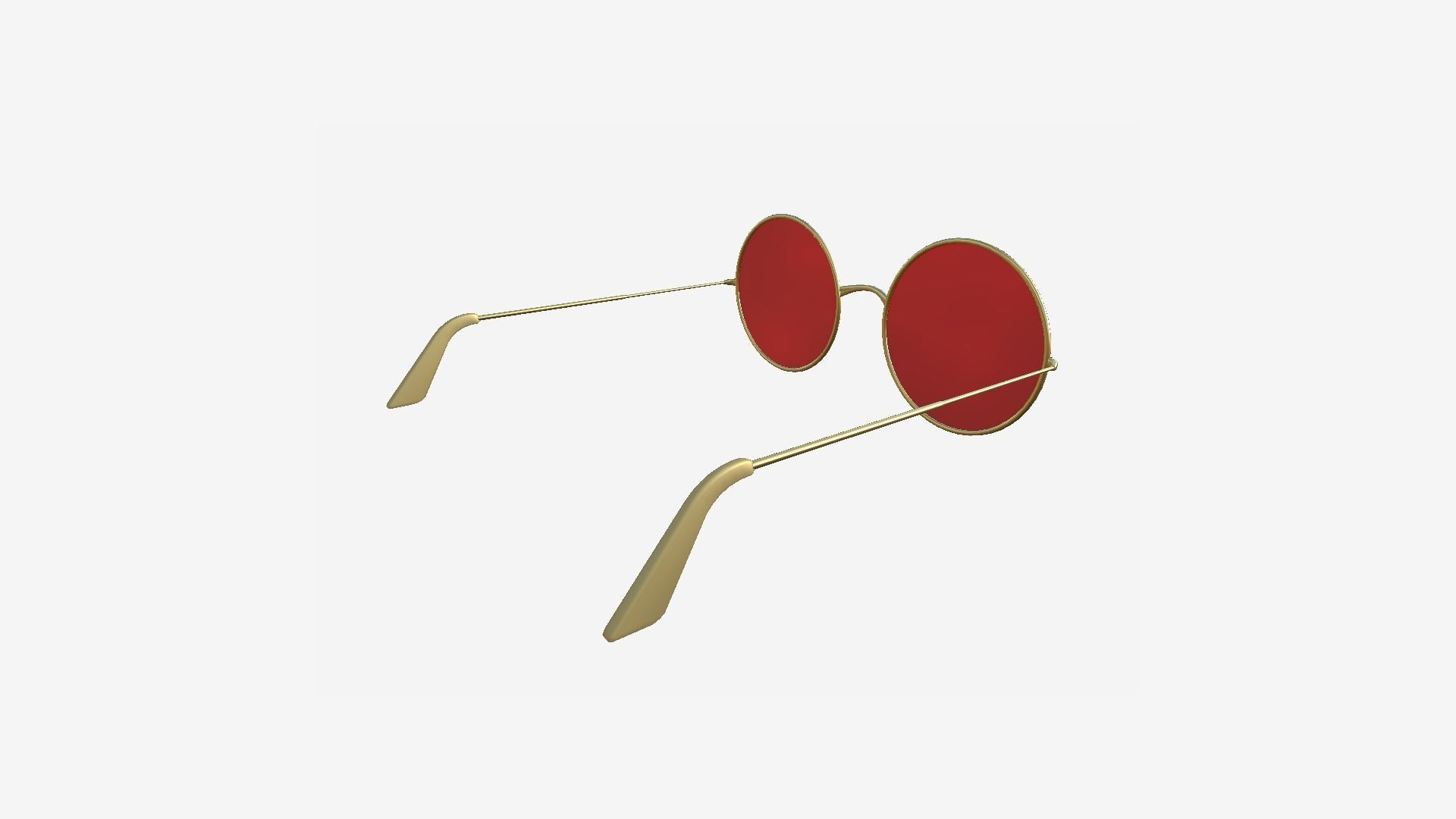 Sunglass Rounded D02 Golden Red - Character Design Fashion Low-poly 3D model_2