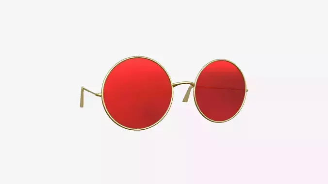 Sunglass Rounded D02 Golden Red - Character Design Fashion Low-poly 3D model