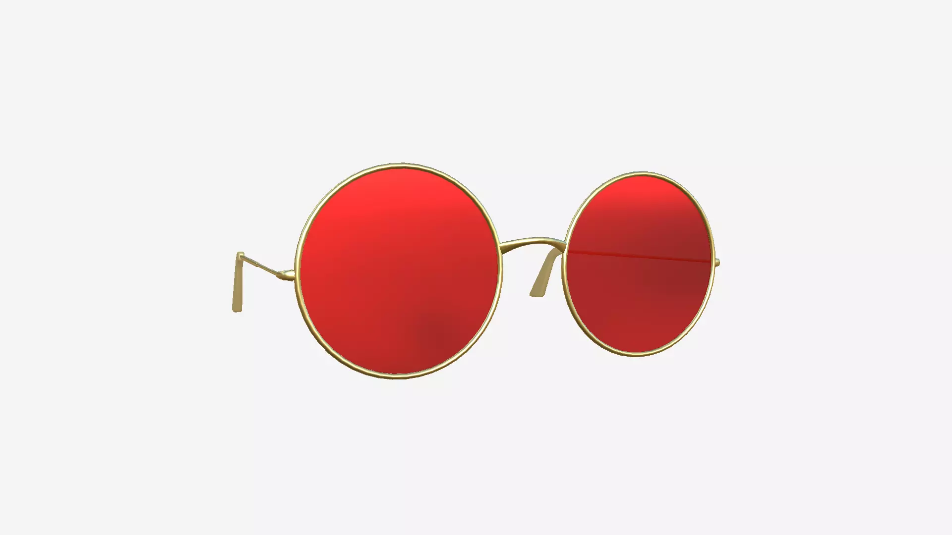 Sunglass Rounded D02 Golden Red - Character Design Fashion Low-poly 3D model_0