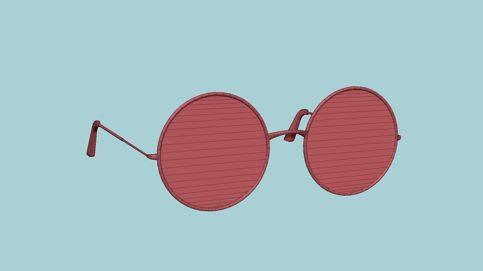 Sunglass Rounded D02 Golden Red - Character Design Fashion Low-poly 3D model_13