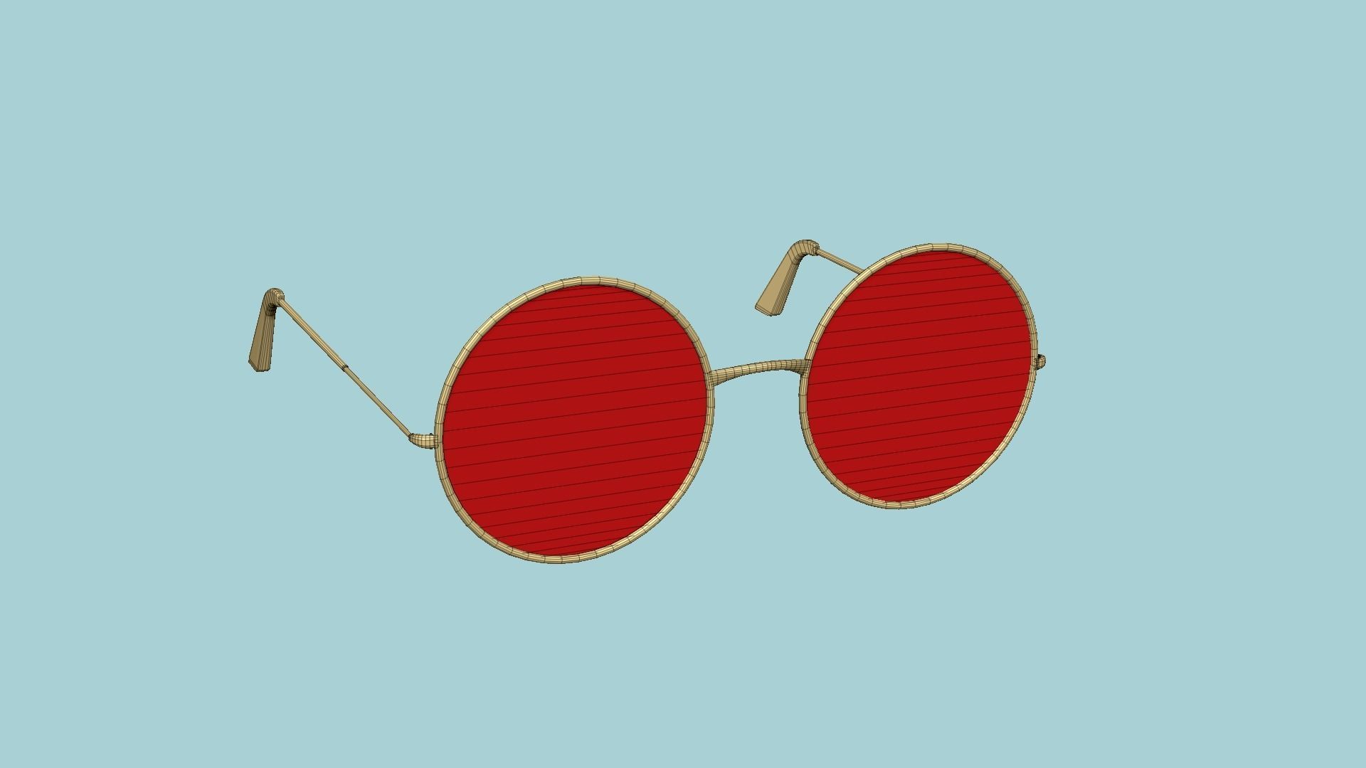 Sunglass Rounded D02 Golden Red - Character Design Fashion Low-poly 3D model_6