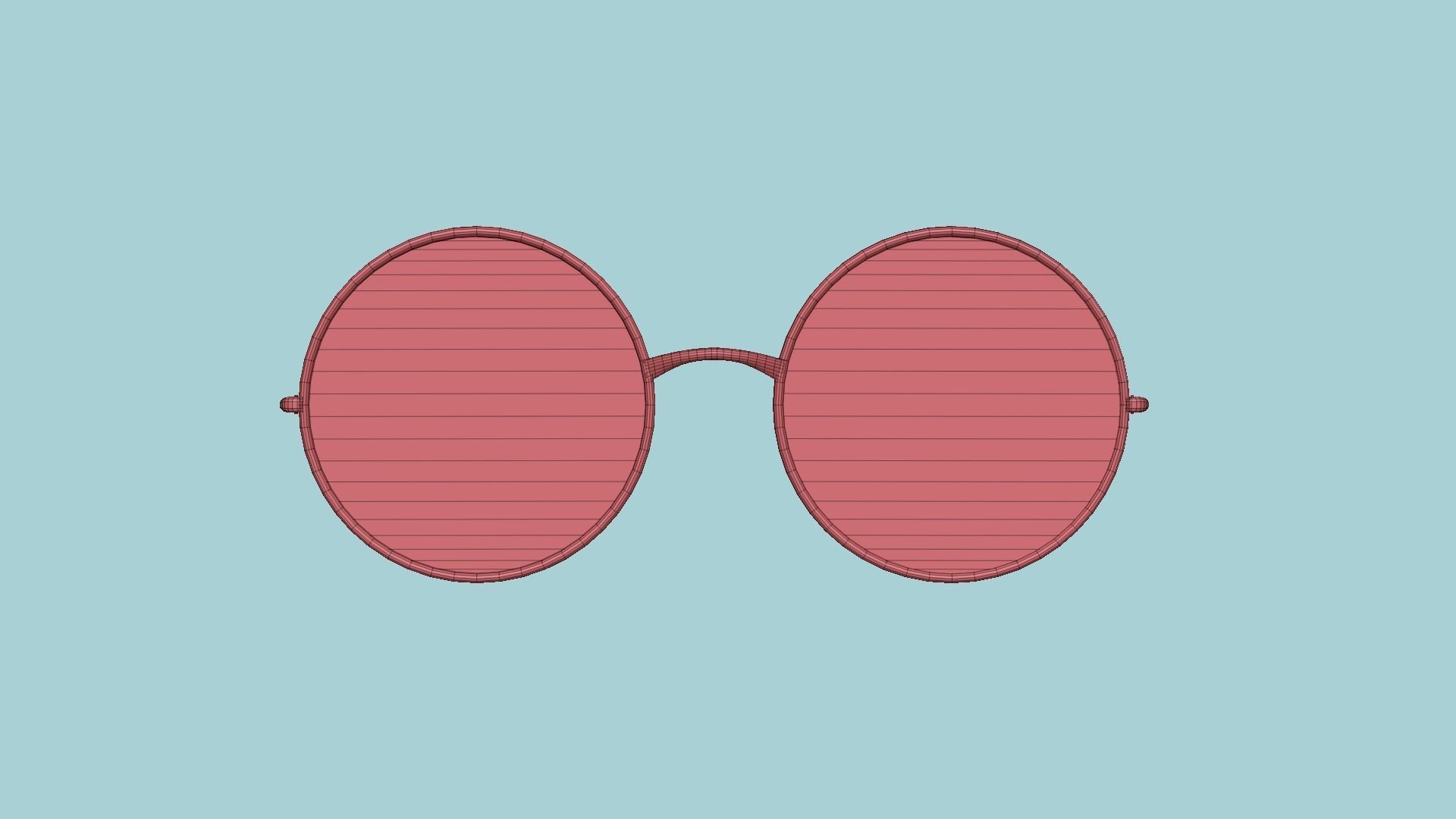 Sunglass Rounded D02 Golden Red - Character Design Fashion Low-poly 3D model_14