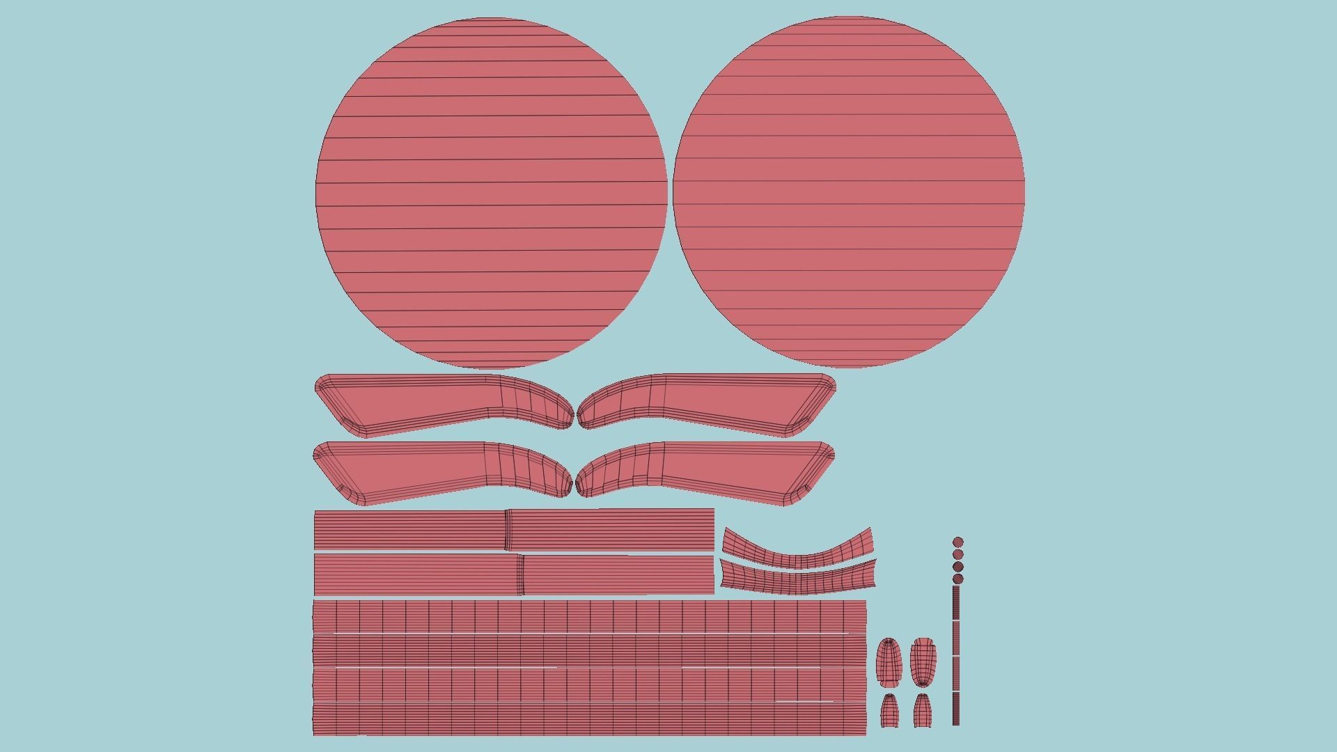 Sunglass Rounded D02 Golden Red - Character Design Fashion Low-poly 3D model_12