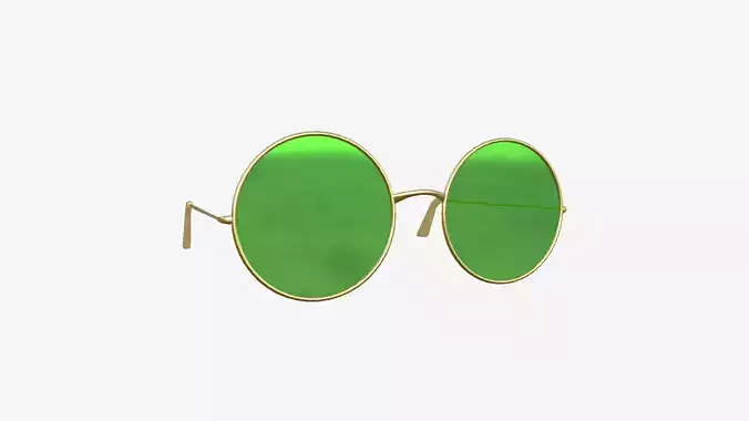 Sunglass Rounded D03 Golden Green - Character Design Fashion Low-poly 3D model