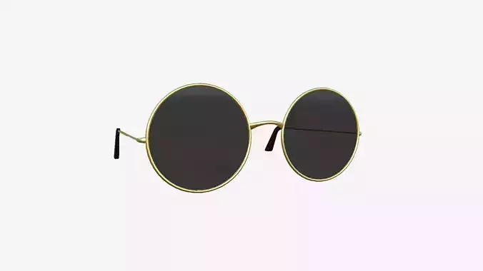 Sunglass Rounded D04 Golden Black - Character Design Fashion Low-poly 3D model