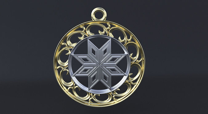 Amulet ancient slavic nordic sun symbol  3D print  or CNC model  3D print model