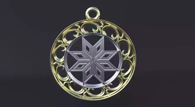 Amulet ancient slavic nordic sun symbol  3D print  or CNC model  3D print model