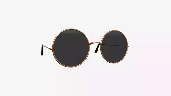 Sunglass Rounded D05 Copper Black - Character Design Fashion Low-poly 3D model