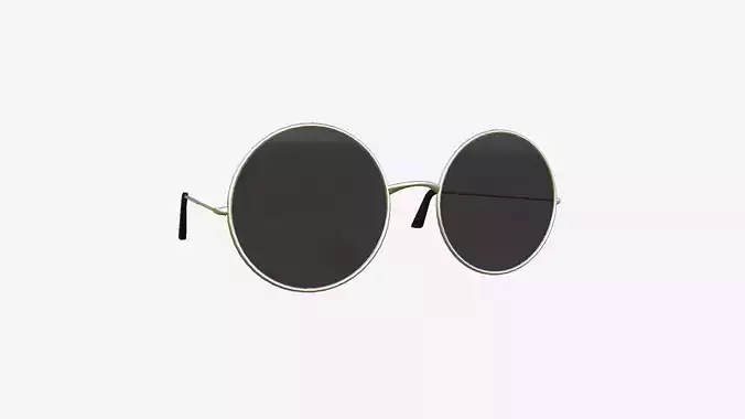 Sunglass Rounded D07 Black Aluminum - Character Design Fashion Low-poly 3D model