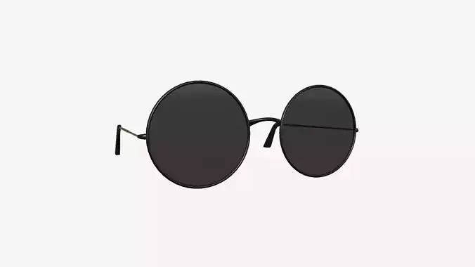 Sunglass Rounded D10 Full Black - Character Design Fashion Low-poly 3D model