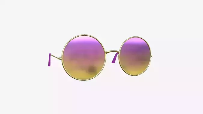 Sunglass Rounded D12 Pink Yellow - Character Design Fashion Low-poly 3D model