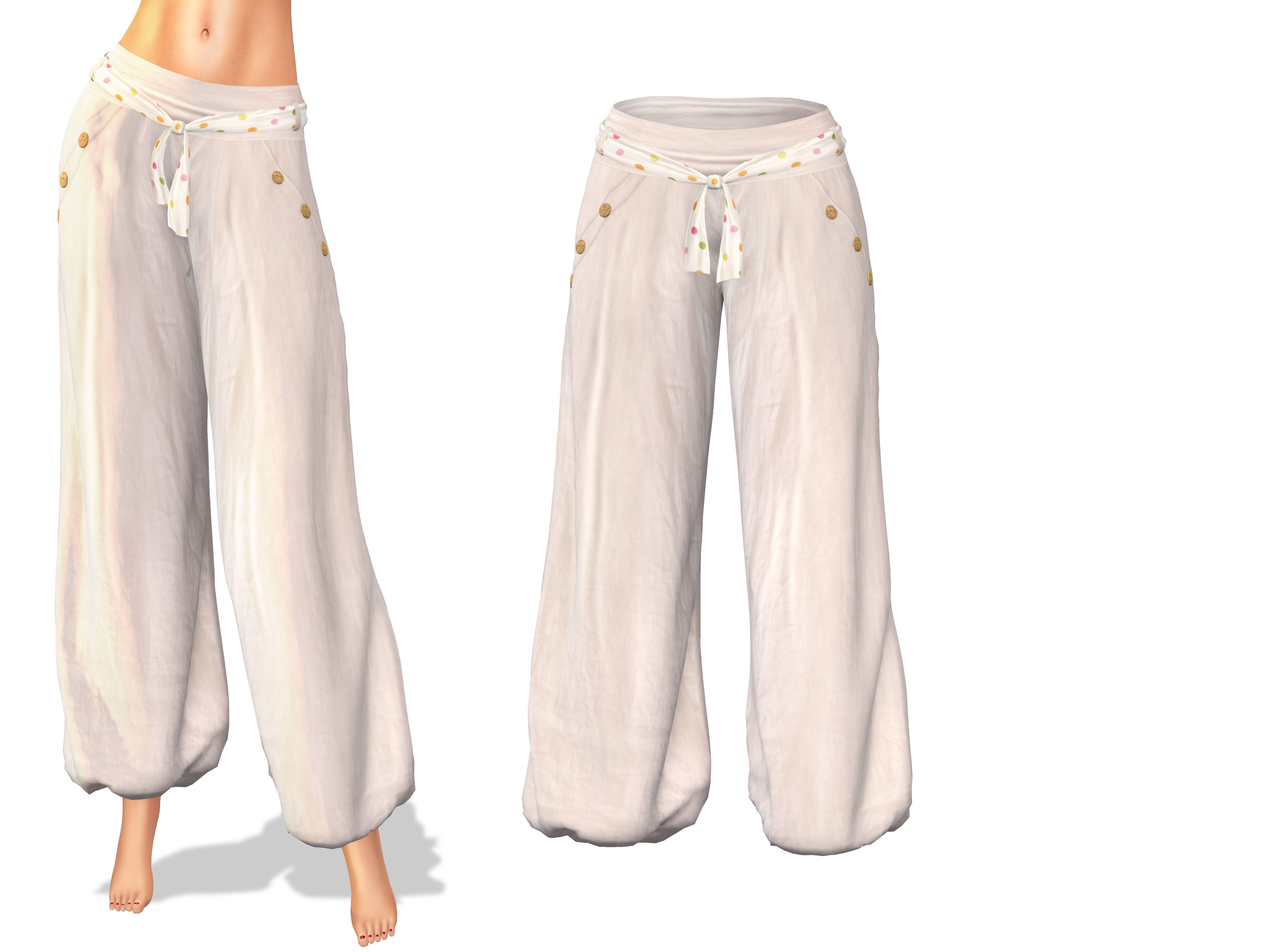 Boho Harem Pants Low-poly 3D model_2