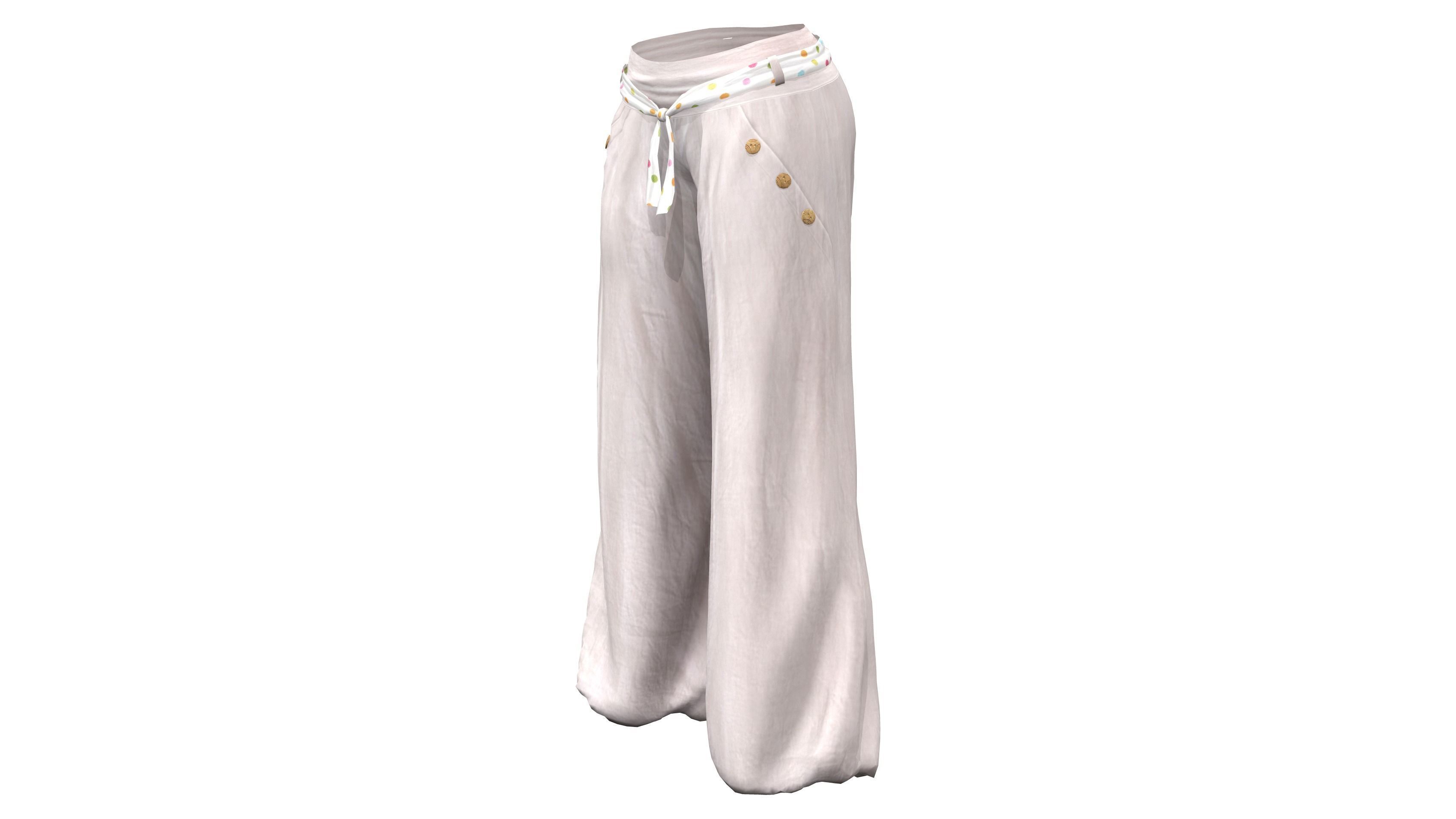 Boho Harem Pants Low-poly 3D model_3