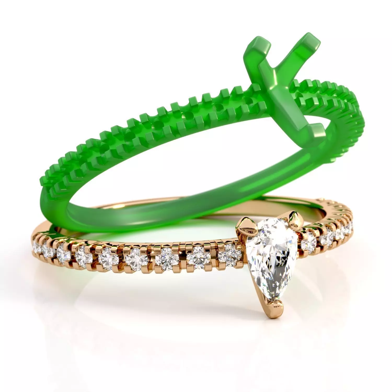 172 Etincelle Ring pear cut 3D print model