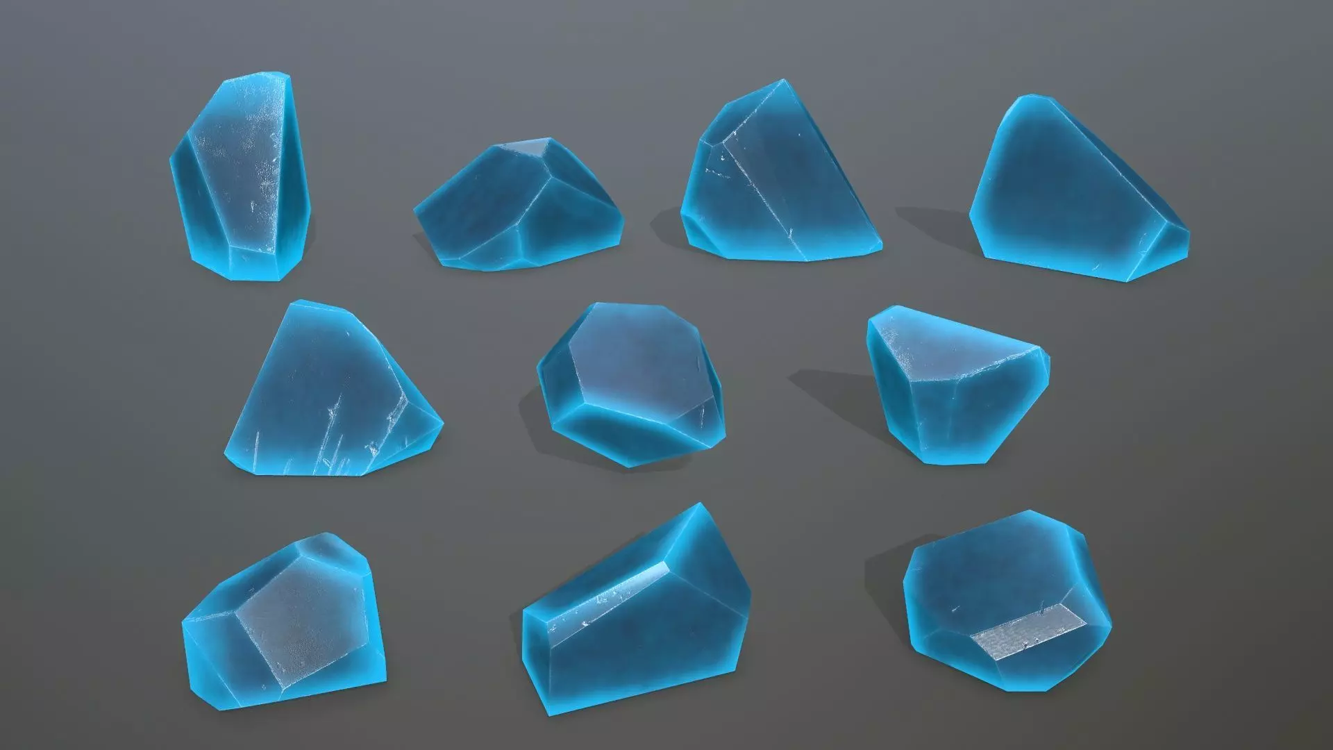 Crystal Set of crystals Low-poly 3D model_0