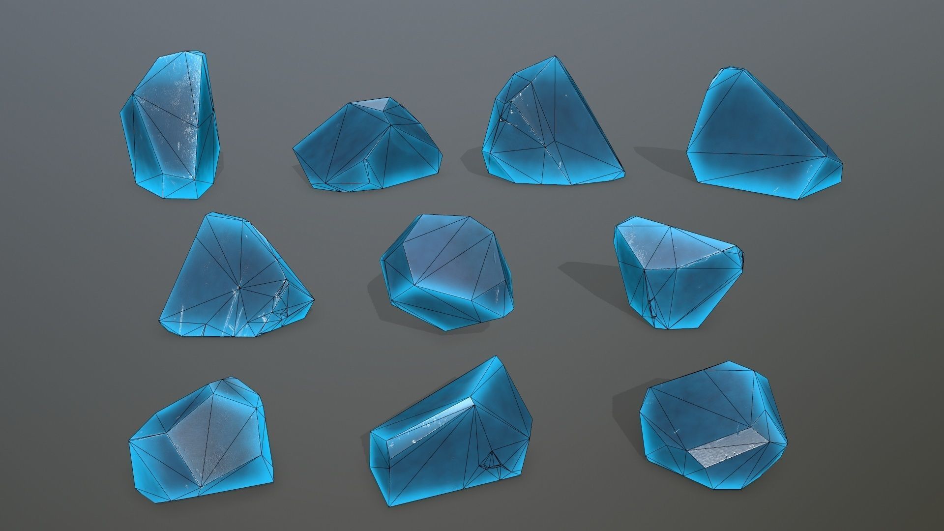 Crystal Set of crystals Low-poly 3D model_11