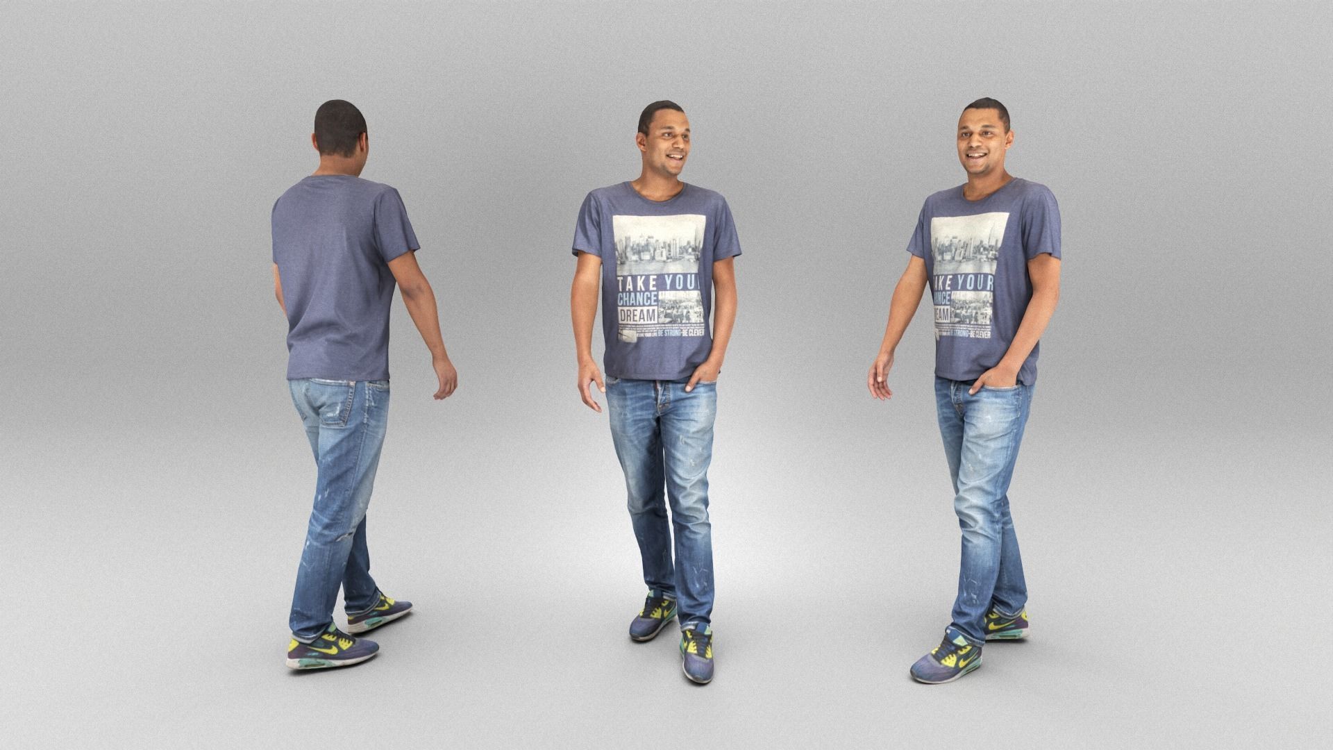 Man in casual walking 362 Low-poly 3D model_3