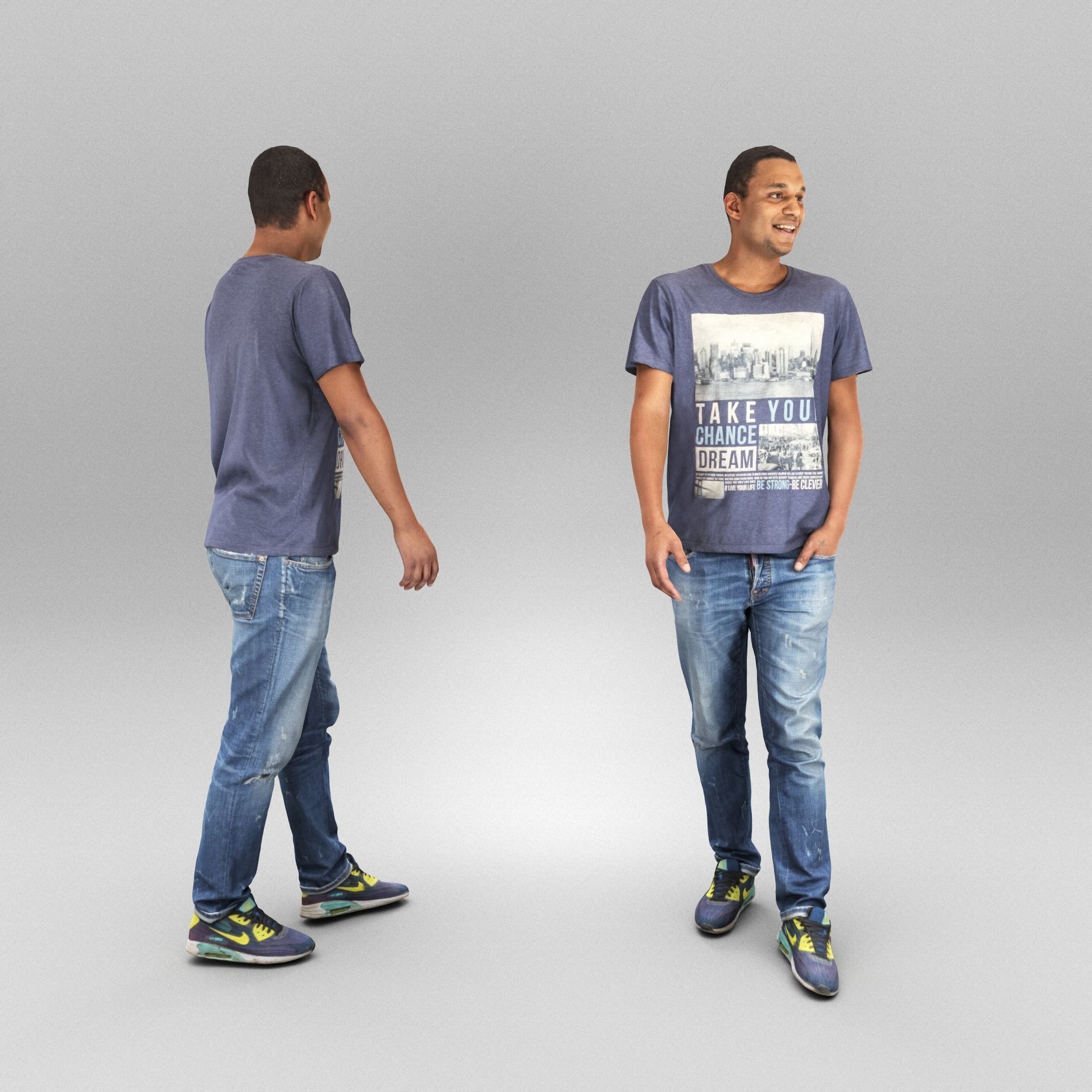 Man in casual walking 362 Low-poly 3D model_2