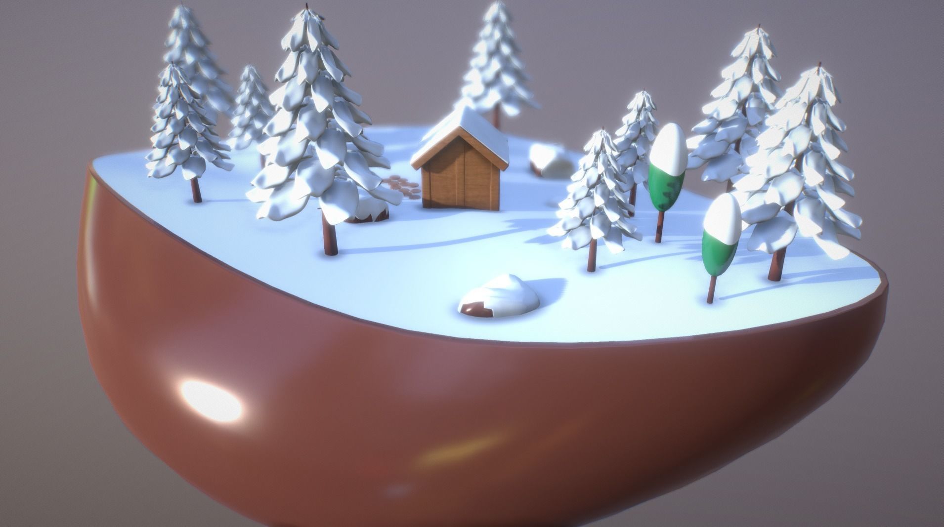 Low Poly snowy winter wonderland map Low-poly 3D model_2