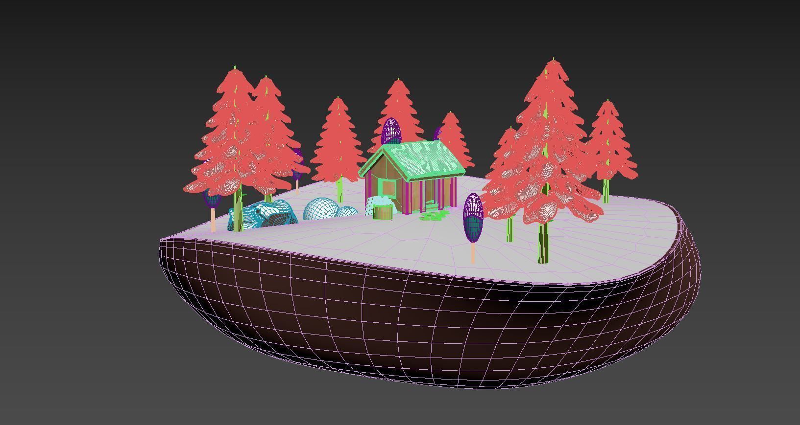 Low Poly snowy winter wonderland map Low-poly 3D model_7
