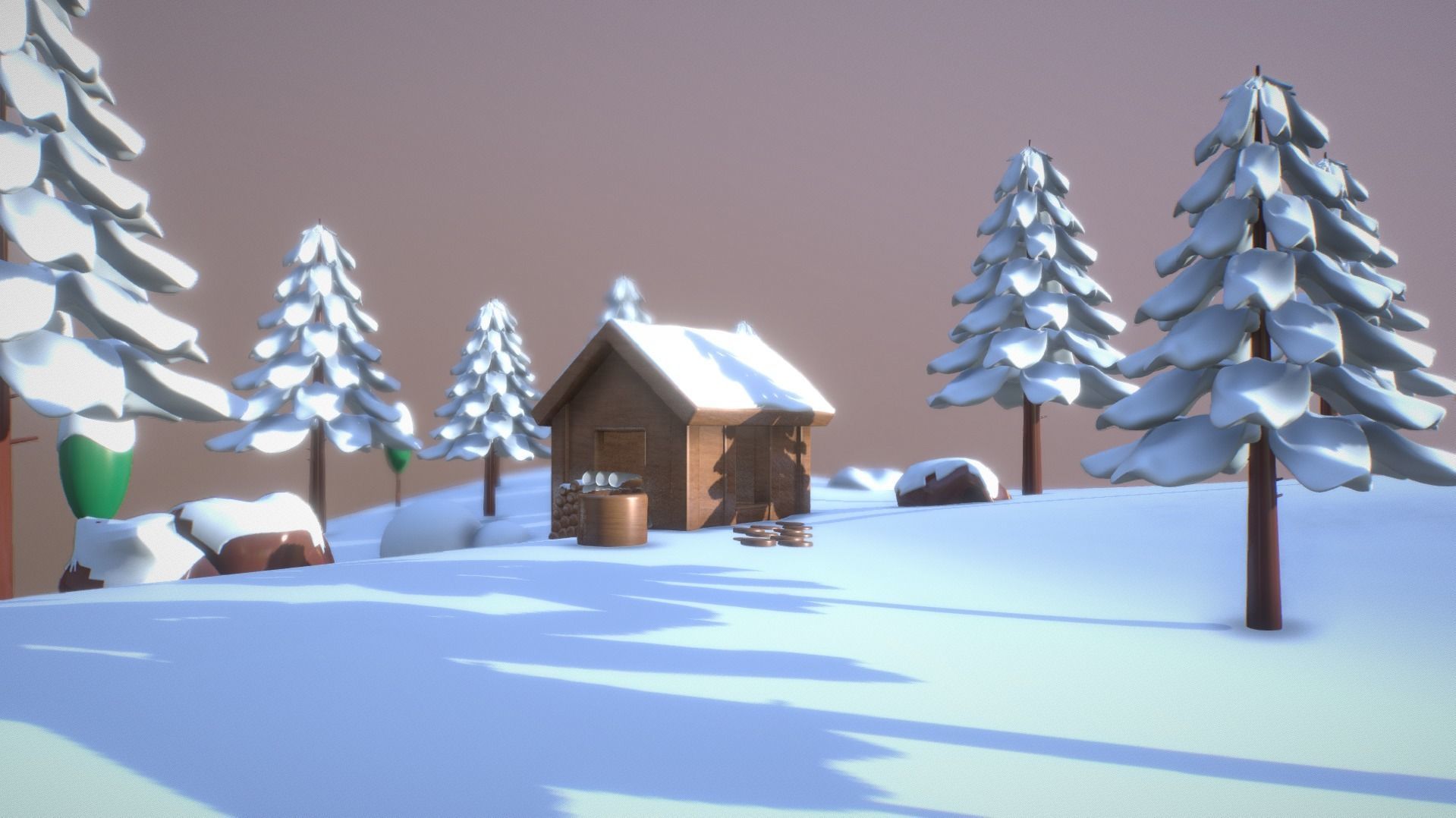 Low Poly snowy winter wonderland map Low-poly 3D model_3