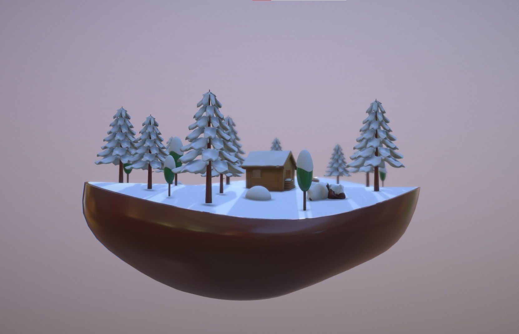 Low Poly snowy winter wonderland map Low-poly 3D model_6